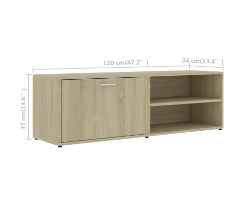 Mueble de TV madera contrachapada color roble 120x34x37 cm