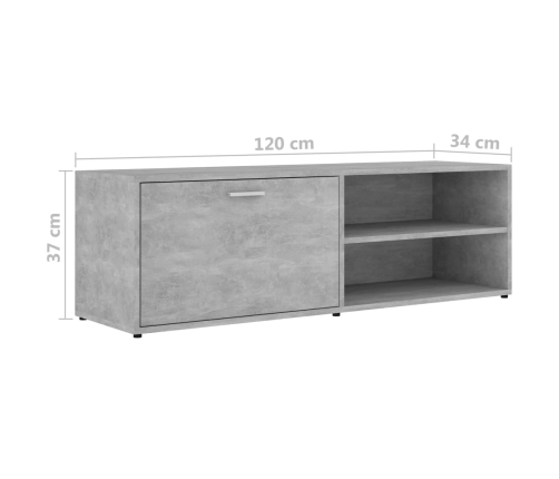 Mueble de TV madera contrachapada gris hormigón 120x34x37 cm