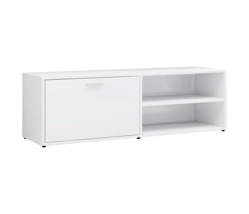 Mueble TV madera contrachapada blanco brillante 120x34x37 cm