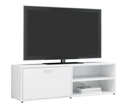 Mueble TV madera contrachapada blanco brillante 120x34x37 cm