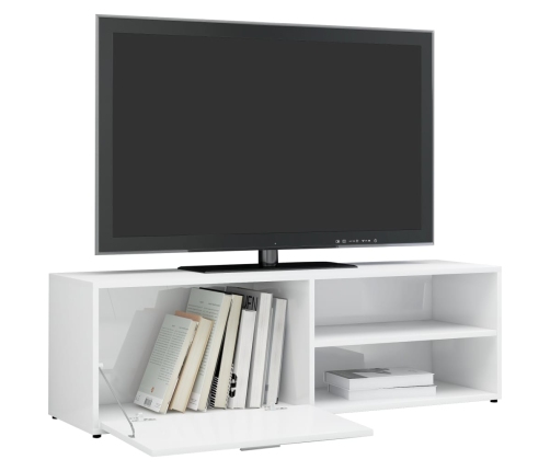 Mueble TV madera contrachapada blanco brillante 120x34x37 cm