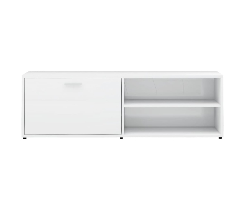 Mueble TV madera contrachapada blanco brillante 120x34x37 cm