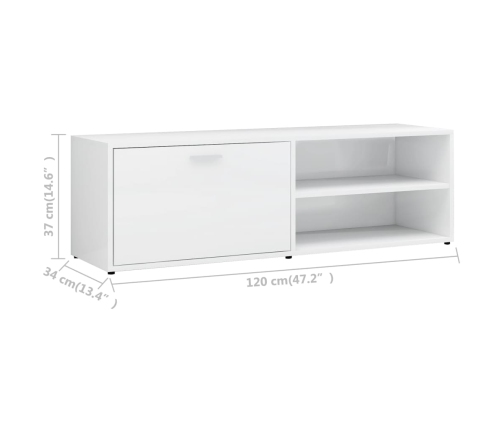 Mueble TV madera contrachapada blanco brillante 120x34x37 cm