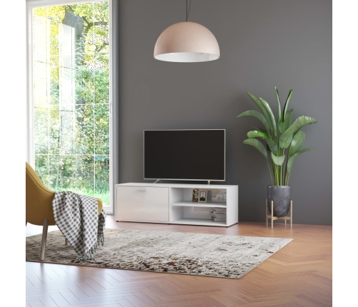 Mueble TV madera contrachapada blanco brillante 120x34x37 cm