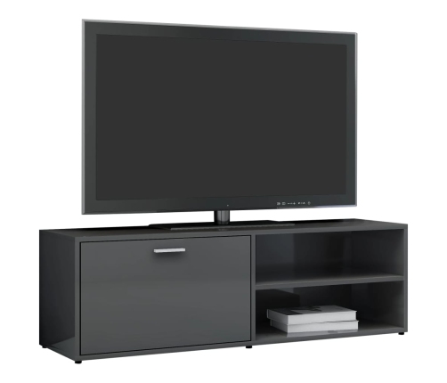 vidaXL Mueble TV madera contrachapada gris brillante 120x30x37 cm