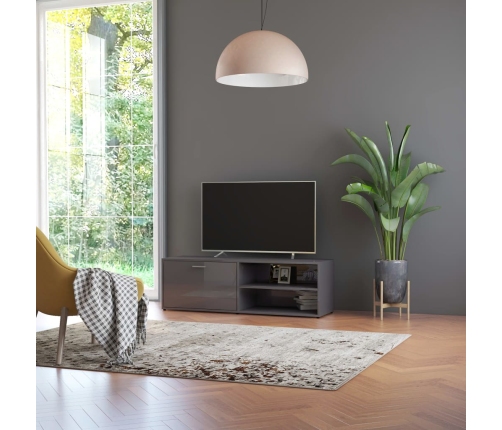 vidaXL Mueble TV madera contrachapada gris brillante 120x30x37 cm