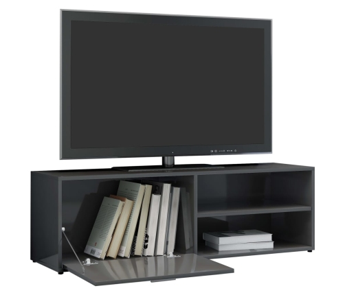 vidaXL Mueble TV madera contrachapada gris brillante 120x30x37 cm