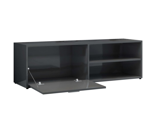 vidaXL Mueble TV madera contrachapada gris brillante 120x30x37 cm