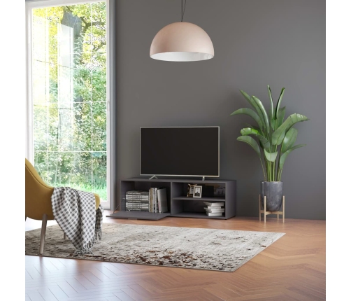 vidaXL Mueble TV madera contrachapada gris brillante 120x30x37 cm