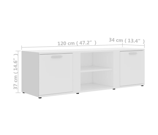 Mueble de TV madera contrachapada blanco 120x34x37 cm