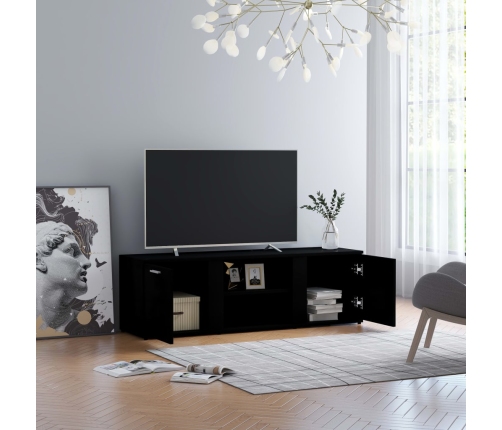 Mueble de TV madera contrachapada negra 120x34x37 cm