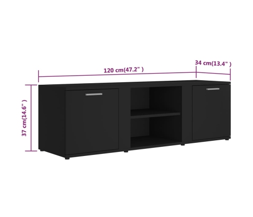 Mueble de TV madera contrachapada negra 120x34x37 cm