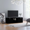 Mueble de TV madera contrachapada negra 120x34x37 cm