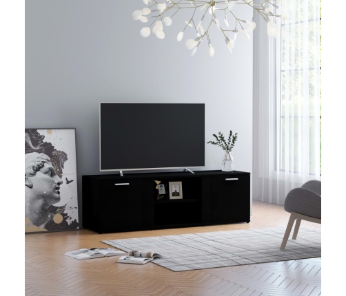 Mueble de TV madera contrachapada negra 120x34x37 cm