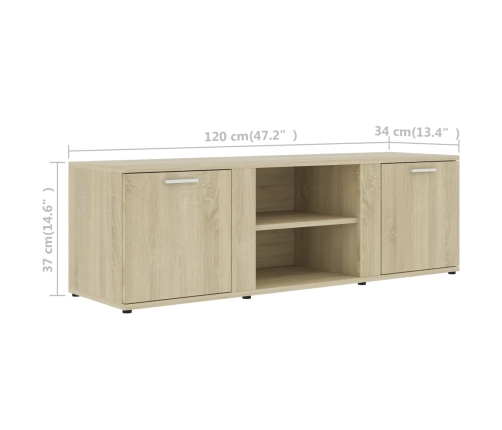 Mueble de TV madera contrachapada color roble 120x34x37 cm