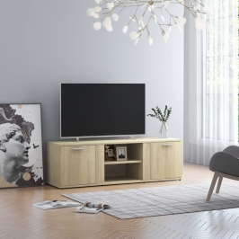 Mueble de TV madera contrachapada color roble 120x34x37 cm