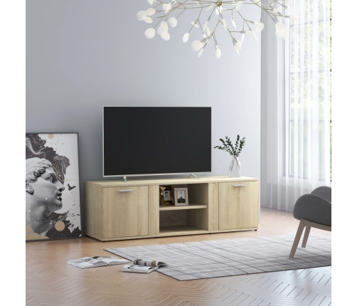 Mueble de TV madera contrachapada color roble 120x34x37 cm