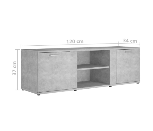 vidaXL Mueble de TV madera contrachapada gris hormigón 120x34x37 cm