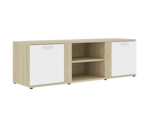 vidaXL Mueble de TV madera contrachapada blanco y roble 120x34x37 cm