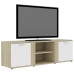 vidaXL Mueble de TV madera contrachapada blanco y roble 120x34x37 cm