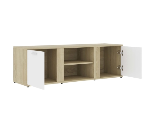 vidaXL Mueble de TV madera contrachapada blanco y roble 120x34x37 cm