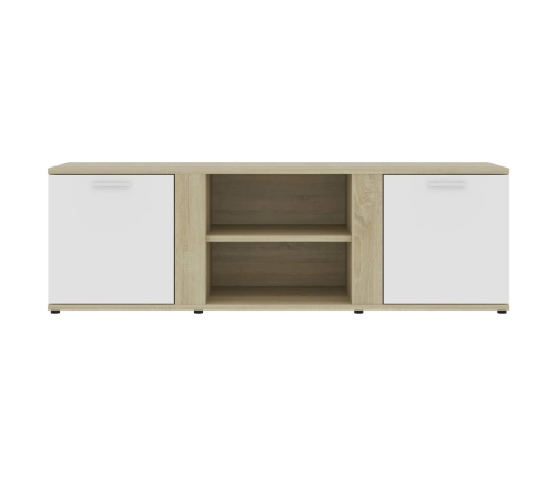 vidaXL Mueble de TV madera contrachapada blanco y roble 120x34x37 cm