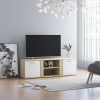 Mueble de TV madera contrachapada blanco y roble 120x34x37 cm