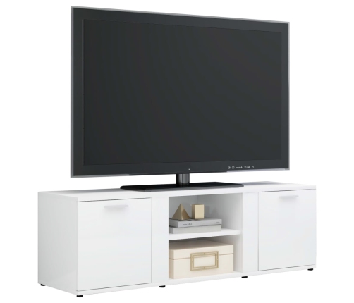 Mueble TV madera contrachapada blanco brillante 120x34x37 cm