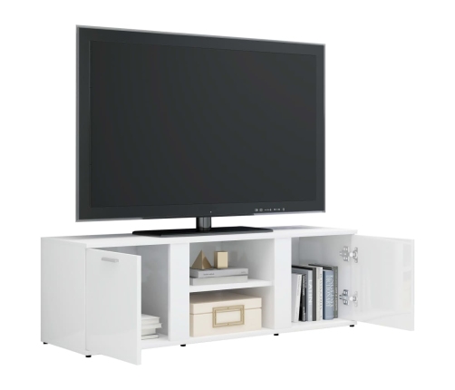 Mueble TV madera contrachapada blanco brillante 120x34x37 cm