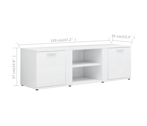 Mueble TV madera contrachapada blanco brillante 120x34x37 cm