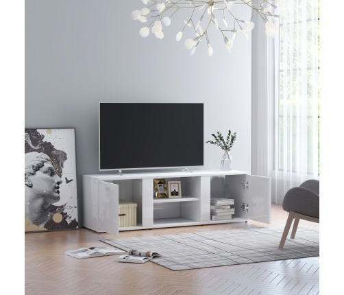 Mueble TV madera contrachapada blanco brillante 120x34x37 cm