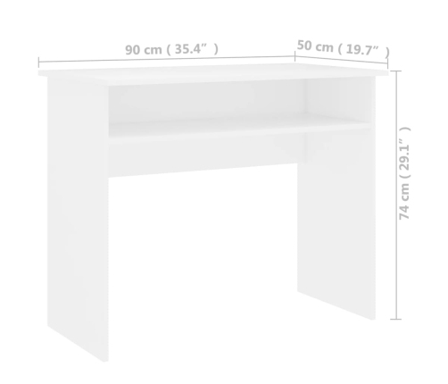 Escritorio de madera contrachapada blanco 90x50x74 cm