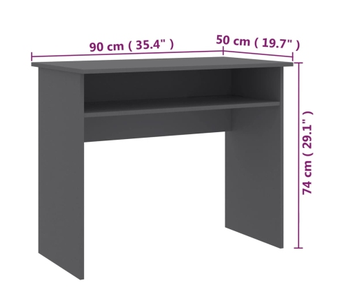 Escritorio de madera contrachapada gris 90x50x74 cm