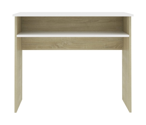 Escritorio madera contrachapada blanco roble Sonoma 90x50x74 cm