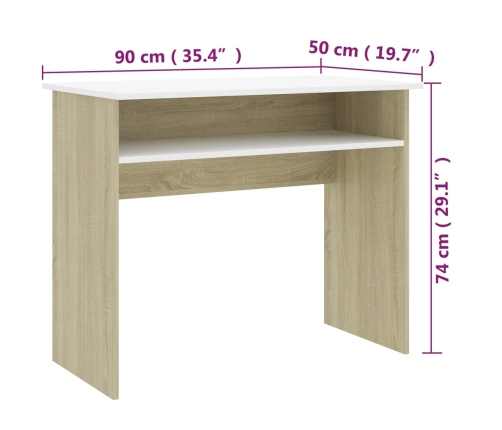 Escritorio madera contrachapada blanco roble Sonoma 90x50x74 cm