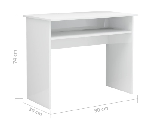 Escritorio de madera contrachapada blanco brillo 90x50x74 cm