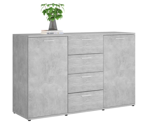 Aparador de madera contrachapada gris hormigón 120x35,5x75 cm