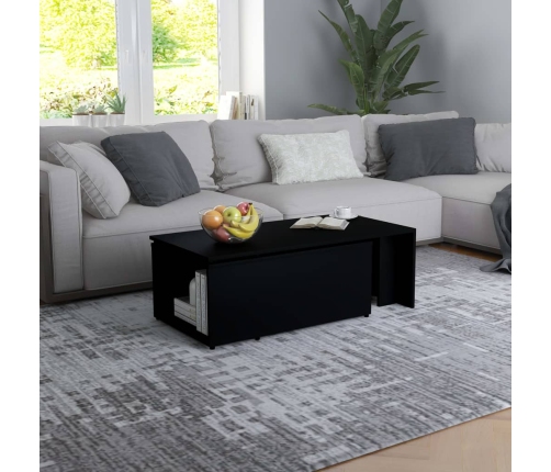 vidaXL Mesa de centro madera contrachapada negro 150x50x35 cm