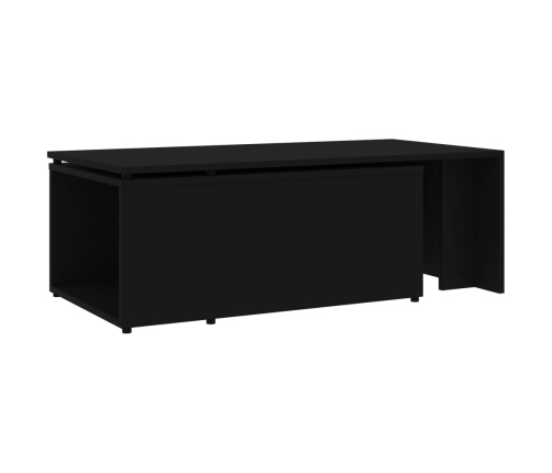 vidaXL Mesa de centro madera contrachapada negro 150x50x35 cm