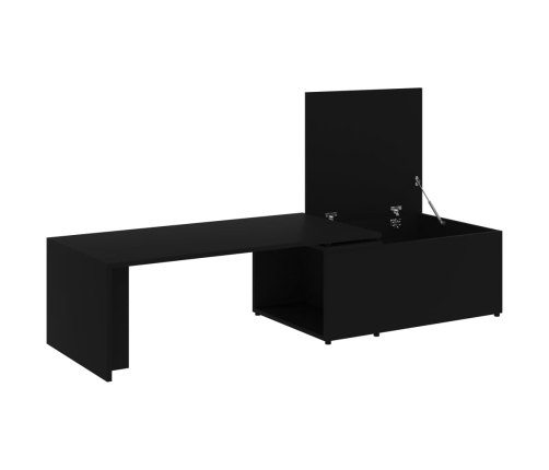 vidaXL Mesa de centro madera contrachapada negro 150x50x35 cm