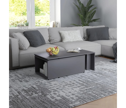 Mesa de centro madera contrachapada gris 150x50x35 cm