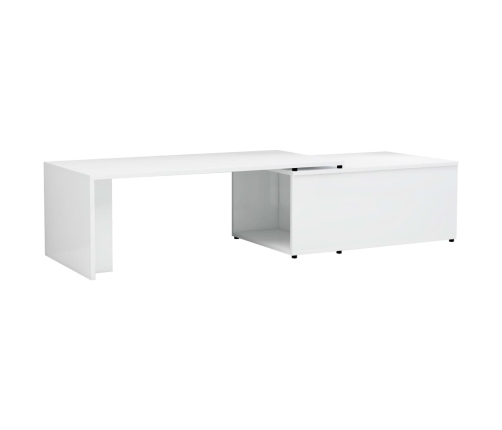 vidaXL Mesa de centro madera contrachapada blanco brillo 150x50x35 cm