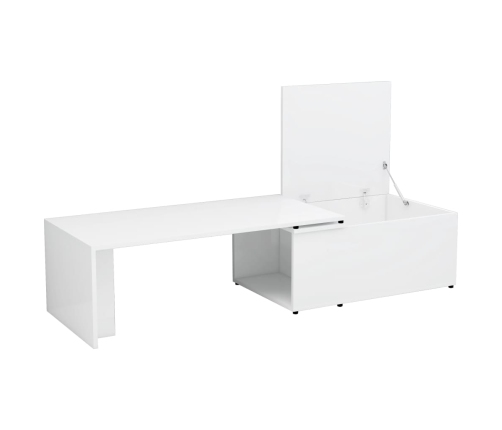 vidaXL Mesa de centro madera contrachapada blanco brillo 150x50x35 cm