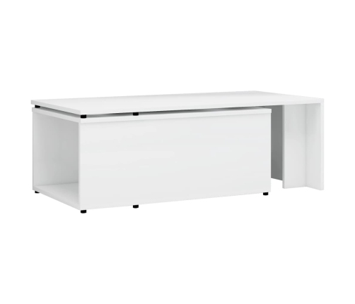 vidaXL Mesa de centro madera contrachapada blanco brillo 150x50x35 cm