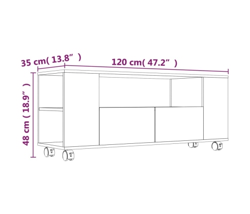 vidaXL Mueble para TV madera contrachapada negra 120x35x48 cm