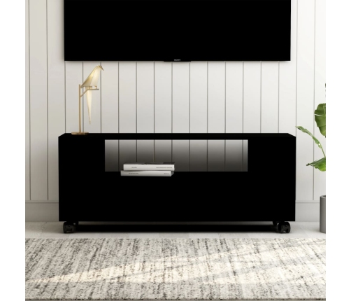 vidaXL Mueble para TV madera contrachapada negra 120x35x48 cm