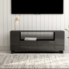 Mueble de TV madera contrachapada gris brillante 120x35x48 cm