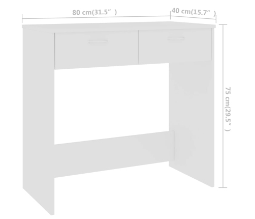 Escritorio de madera contrachapada blanco 80x40x75 cm