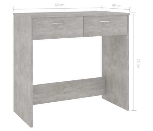 Escritorio de madera contrachapada gris hormigón 80x40x75 cm