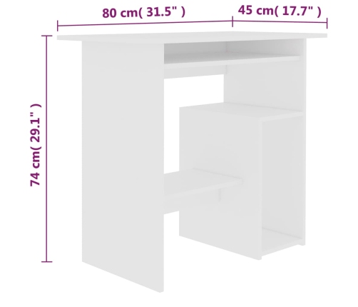 Escritorio de madera contrachapada blanco 80x45x74 cm